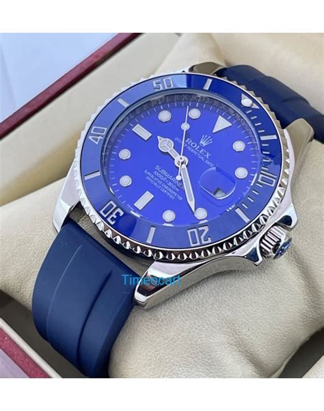 rolex rubber light blue watch strap|rolex submariner rubber strap price.